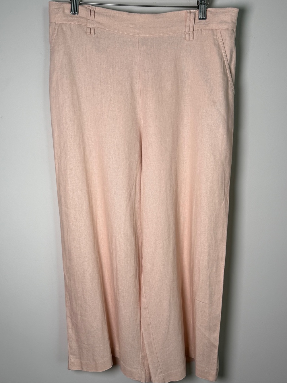 Sigrid Olsen Blush Linen Rayon Wide Leg Crop Pants Coastal Grandmother Summer L